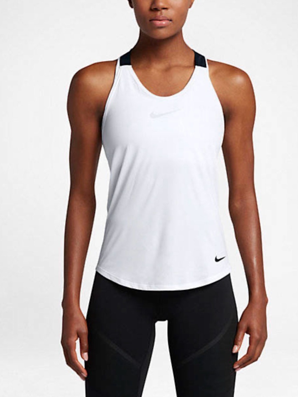 Nike Top Breathe Elastika Dry Running Training Racerback Shirt Tee White Sz S
